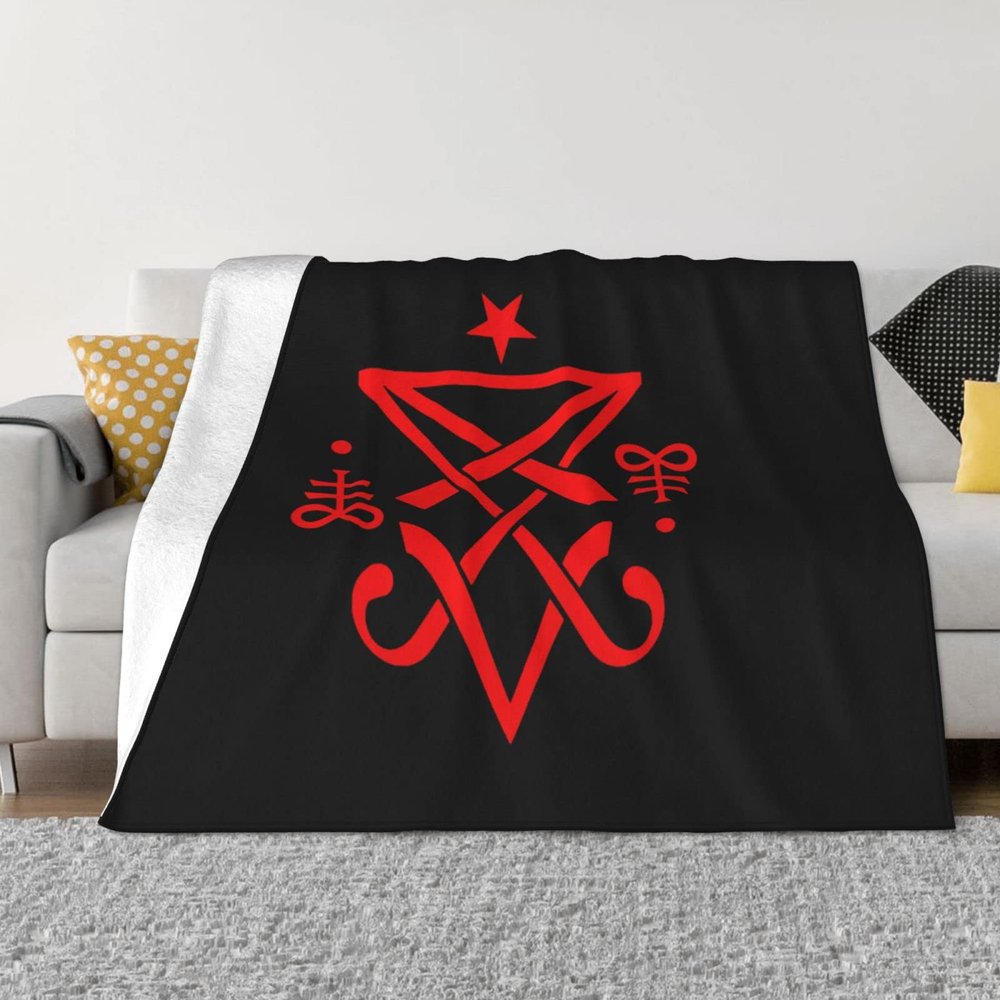 Occult Sigil of Lucifer Satanic Blankets Super Soft Warm Fleece Blanket, Suitable for Sofa Home Decoration Travel 60"x50"