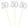 12PCS 50th Birthday Centerpiece Sticks Glitter Number 50 Table Centerpieces Flower Toppers for Anniversary Reunion and Party Decorations Silver view 1