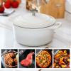 EDGING CASTING Cast Iron Dutch Oven With Lid Round Pot Enameled Covered for Bread Baking, 7 Quart, White view 3