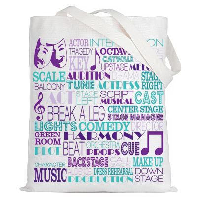 LEVLO Mask Musical Canvas Tote Bag Drama Theater Gifts Musical Theatra Fans Shoulder Bag For Theatre Lover (Comedy Tragedy Mask Tote)