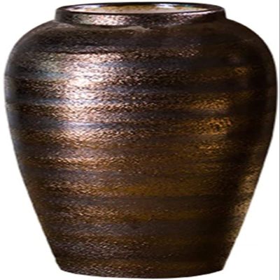 Vase Decoration Office Vintage Gold Vase, Grobkeramik Vase Gef?lschte Blume Getrocknete Blumenvase Wohnzimmer Teehaus Arbeitsvase Desktop Vase-17 * 30 * 11 CM Home decor ( Size : 17*30*11 CM )
