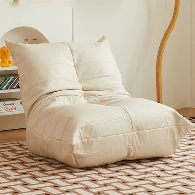 Bean Bag Chair Cover Fireside Chair,Lazy Floor Sofa Couches,Lounge Chair,Faux Leahter Accent Couch,Corner Chair Sofa For Living Room Bedroom Salon Office,Without Filler ( Color : Beige-single , Size :