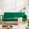 Anwickhomk 72" Velvet Futon Sofa Bed,Convertible Folding Sleeper Couch Bed,Modern Tufted Recliner Loveseat with Golden Chrome Legs for Small Living Spaces,Bedroom Dorms Office (Green) view 1