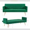 Anwickhomk 72" Velvet Futon Sofa Bed,Convertible Folding Sleeper Couch Bed,Modern Tufted Recliner Loveseat with Golden Chrome Legs for Small Living Spaces,Bedroom Dorms Office (Green) view 2