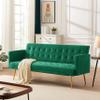 Anwickhomk 72" Velvet Futon Sofa Bed,Convertible Folding Sleeper Couch Bed,Modern Tufted Recliner Loveseat with Golden Chrome Legs for Small Living Spaces,Bedroom Dorms Office (Green) view 3