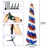5Ft Pop up Christmas Tree 4th of July Patriotic Decorations Tree with 100 Lights, Artificial Collapsible Star Sequins Christmas Tree for Indoor Outdoor Independence Day Patriotic Party Decorations view 4
