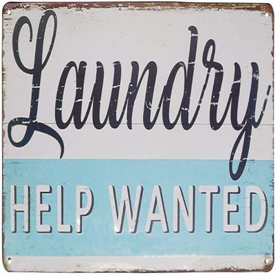 Laundry Help Wanted Retro Metal Sign Recruitment Aluminum Home Cafe Washing Machine Cafe Bathroom Food Bar Bar Garage Farmhouse Wall Decoration 24x32 Inches