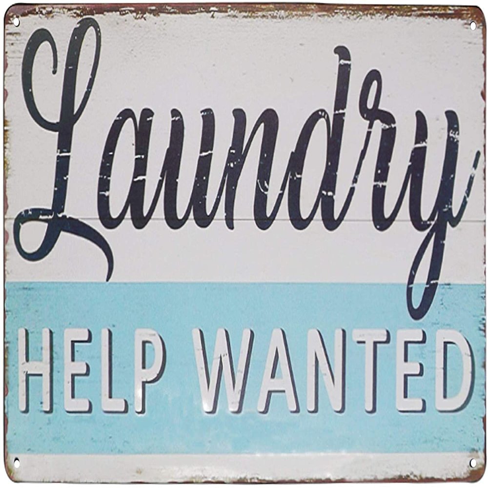 Laundry Help Wanted Retro Metal Sign Recruitment Aluminum Home Cafe Washing Machine Cafe Bathroom Food Bar Bar Garage Farmhouse Wall Decoration 24x32 Inches