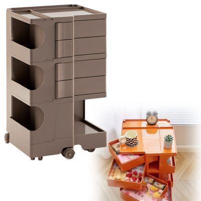 Orange, Multi-Functional Storage Cart for Office, Storage Rolling Cart with Wheels, 74x41x43cm, 360Rotating Drawer, ABS Material, Layered Storage, Clean Bathroom Kitchen Laundry Tight Places