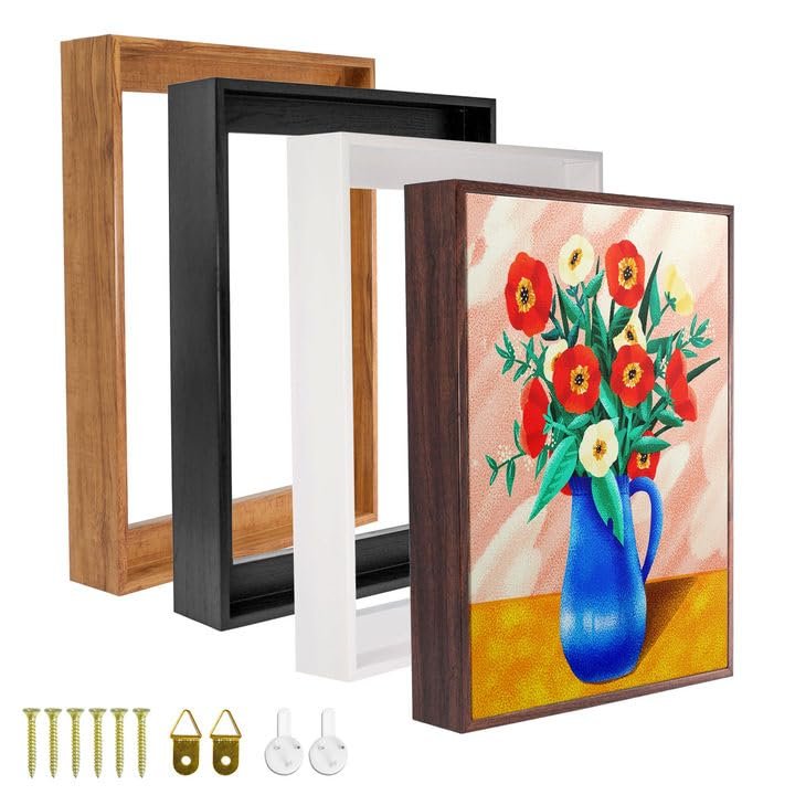 Canvas Floater Frame for 11.25" Deep Stretched Canvas, Floating Wall Art Frame Kit for Gallery-Wrapped Paintings Decor for Bedroom Living Room, Easy Assembly & Made in USA 24x28inch, Black