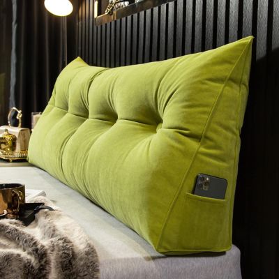 BAHULA Triangular Headboard Reading Pillow Large Triangular Wedge Cushion Removable Headboard Backrest Reading Wedge Pillow Triangular Wedge Pillow Headboard,Grass Green,180 * 50 * 20cm