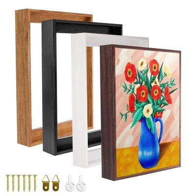 Canvas Floater Frames Kit - 1.25" Deep Floating Frame Wall Art Decor Panels & Stretched Canvas Boards (16"x24", Dark Brown)
