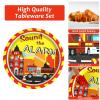 100 Pcs Firetruck Birthday Party Decorations Fireman Plates and Napkins for Firefighter Party Supplies Fire Truck Birthday Theme Disposable Dinnerware Set for Kids Fireman Party Favors Serve 25 view 4