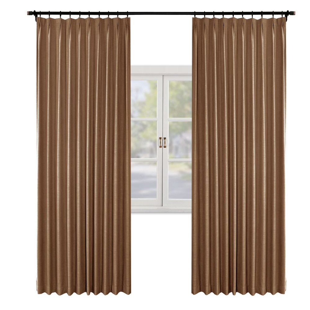 Macochico Blackout Pinch Pleat Drapes for Bedroom Thermal Insulated Light Blocking Drapes Window Curtain Panels for Living Room Bedroom, Orange Copper, 50W x 96L, 2 Panels
