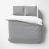 5 Pieces Luxury Reversible Duvet Cover - 1 Reversible Duvet Cover with Zipper and 4 Matching Pillowcases, 400TC 100% Egyptian Cotton - Light Grey & White Solid, Full Size. view 2