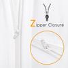 5 Pieces Luxury Reversible Duvet Cover - 1 Reversible Duvet Cover with Zipper and 4 Matching Pillowcases, 400TC 100% Egyptian Cotton - Light Grey & White Solid, Full Size. view 3