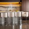 RIVOVA Contemporary Linen Bar Stools Set of 4, 29" Upholstered Fabric Counter Height Barstools Kitchen Counter Island Stools with Screwed Together Chrome Finish Base, Cream view 1