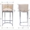 RIVOVA Contemporary Linen Bar Stools Set of 4, 29" Upholstered Fabric Counter Height Barstools Kitchen Counter Island Stools with Screwed Together Chrome Finish Base, Cream view 2