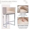 RIVOVA Contemporary Linen Bar Stools Set of 4, 29" Upholstered Fabric Counter Height Barstools Kitchen Counter Island Stools with Screwed Together Chrome Finish Base, Cream view 4