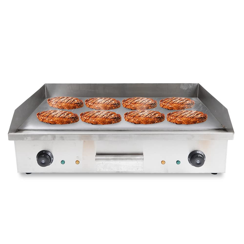 SNKOURIN Commercial Electric Griddle, 28 Inch Flat Top Grill Stainless Steel Teppanyaki Grill Adjustable Temperature Control 122-572 for Home or Restaurant Use