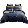 TONPOP Chinese Style Cotton Bird Embroidery Four-Piece Solid Color Wide-Edge Cotton Duvet Cover Bedding view 1