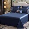 TONPOP Chinese Style Cotton Bird Embroidery Four-Piece Solid Color Wide-Edge Cotton Duvet Cover Bedding view 3