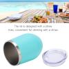BestAlice Stainless Steel Wine Tumblers, 12oz Double Wall Vacuum Insulated Wine Cups with Lids, Stemless Wine Glass Travel Tumbler for Coffee Cocktails Ice Cream(Green) view 2