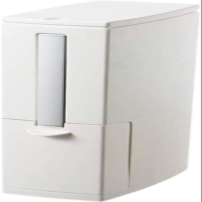 TATSEN Kitchen Trash Can with Toilet Brush Set Bathroom Plastic Waste Bin Narrow Kitchen Garbage Bucket Household Cleaning Tools
