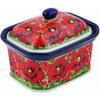 Polmedia Polish Pottery Mini Cake Box 4", Salt Box, UNIKAT - Savvy Scarlet Pattern Handmade in Boleslawiec Poland by Ceramika Artystyczna + Certificate of Authenticity view 1