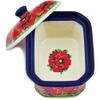 Polmedia Polish Pottery Mini Cake Box 4", Salt Box, UNIKAT - Savvy Scarlet Pattern Handmade in Boleslawiec Poland by Ceramika Artystyczna + Certificate of Authenticity view 2