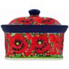 Polmedia Polish Pottery Mini Cake Box 4", Salt Box, UNIKAT - Savvy Scarlet Pattern Handmade in Boleslawiec Poland by Ceramika Artystyczna + Certificate of Authenticity view 3