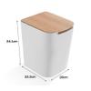 TATSEN Trash can Wooden Cover Square Trash Can Press Large Capacity Trash Basket Plastic Storage Bucket Household Hotel Office White Green White view 2