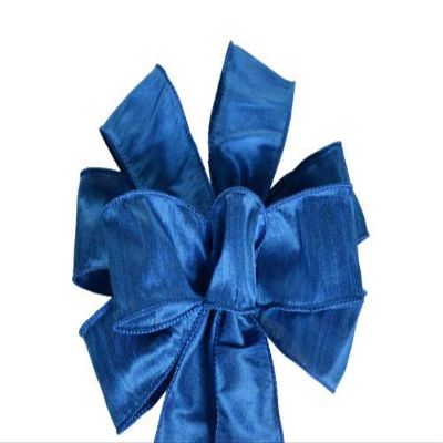 1 Pcs 10" Hand Made Wired Faux Silk Royal Blue Wreath Bow Advent Christmas Dark Deep
