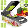 12 in 1 Multifunctional Vegetable Cutter Shredders Slicer With Basket Fruit Potato Chopper Carrot Grater Slicer Mandoline (Color : Green) view 1