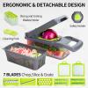 12 in 1 Multifunctional Vegetable Cutter Shredders Slicer With Basket Fruit Potato Chopper Carrot Grater Slicer Mandoline (Color : Green) view 3