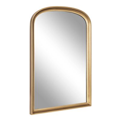 Kate and Laurel Hatherleigh Modern Arched Wooden Wall Mirror, 24 x 36, Gold, Decorative Wood Basket Arch Mirror for Use in Bathroom, Entryway, or Bedroom