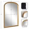 Kate and Laurel Hatherleigh Modern Arched Wooden Wall Mirror, 24 x 36, Gold, Decorative Wood Basket Arch Mirror for Use in Bathroom, Entryway, or Bedroom view 2