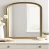 Kate and Laurel Hatherleigh Modern Arched Wooden Wall Mirror, 24 x 36, Gold, Decorative Wood Basket Arch Mirror for Use in Bathroom, Entryway, or Bedroom view 3