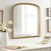 Kate and Laurel Hatherleigh Modern Arched Wooden Wall Mirror, 24 x 36, Gold, Decorative Wood Basket Arch Mirror for Use in Bathroom, Entryway, or Bedroom view 4