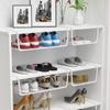 Under Shelf Storage Basket, Hanging Shelf Basket Slides Under Shelves for Storage Metal Under Cabinet Shelf Basket Organizer for Kitchen Pantry Desk Bookshelf (White Pack of 4) view 3