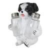 1 Set Of Hugging Pooch Glass Salt Pepper Shakers Holder Figurine 6"Tall view 3