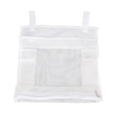 Mesh Bath Toy Organizer, Large Capacity Soft Polyester Snap Button Zipper Baby Bath Toy Storage Net Hanging Bag Holder (White)