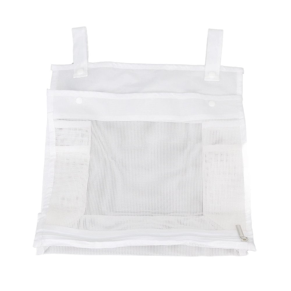 Mesh Bath Toy Organizer, Large Capacity Soft Polyester Snap Button Zipper Baby Bath Toy Storage Net Hanging Bag Holder (White)