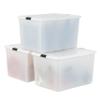 IRIS USA 144 Qt Stackable Plastic Storage Bins with Lids, 3 Pack - BPA-Free, Discreet Organizing Solution, Latches, Durable Nestable Containers, Secure Pull Handle, Made in USA - Pearl view 1