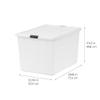 IRIS USA 144 Qt Stackable Plastic Storage Bins with Lids, 3 Pack - BPA-Free, Discreet Organizing Solution, Latches, Durable Nestable Containers, Secure Pull Handle, Made in USA - Pearl view 2