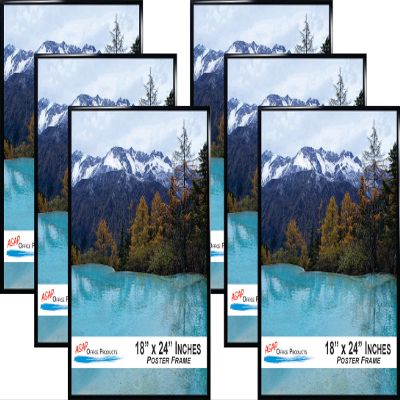 ASAP Office Products Poster Frame, 18" x 24", Photo Frame, Picture Frame, Plexiglass, Wall Hanging Poster Frame For Vertically Or Horizontally, Black Frame - 6 Frames