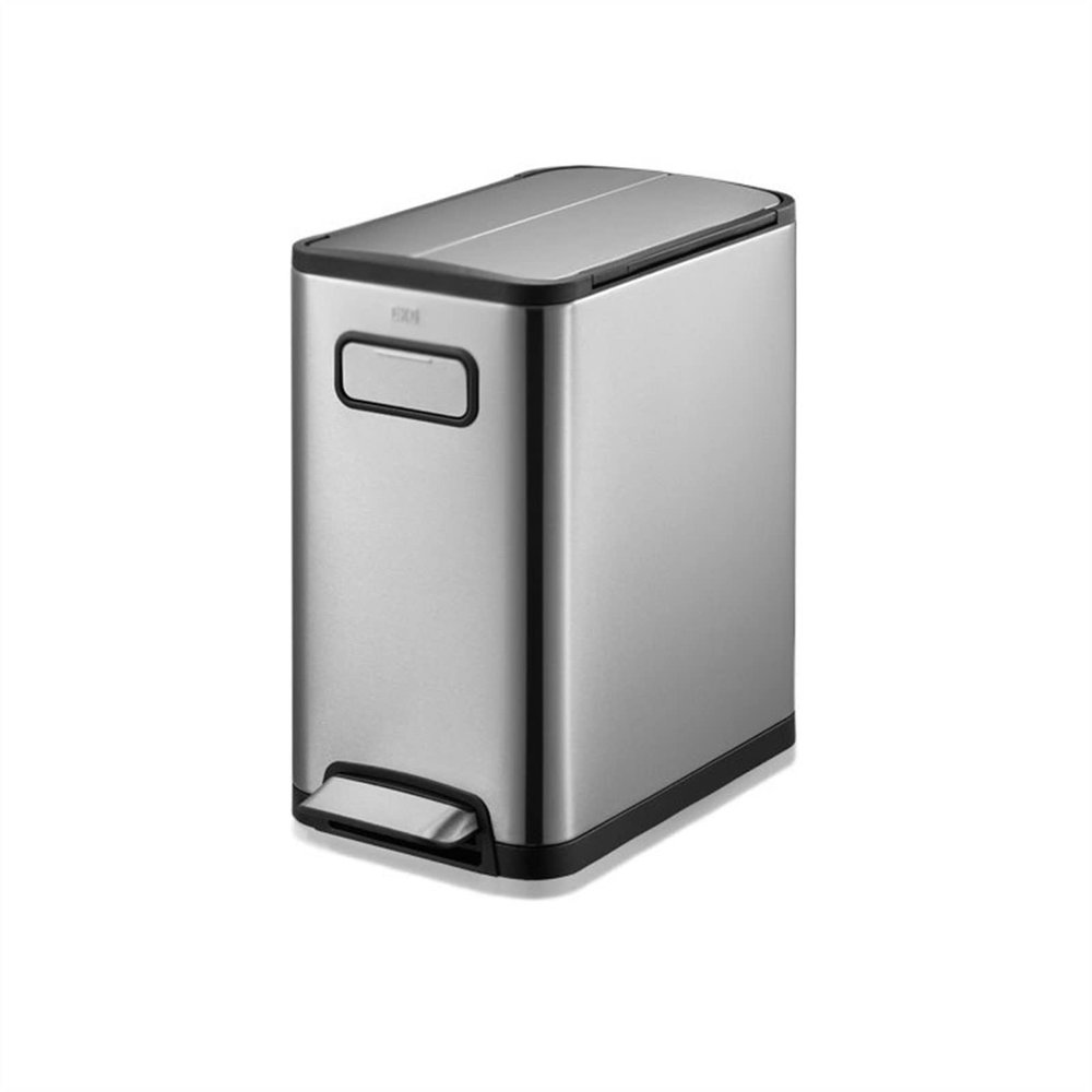 Garbage Recycling Bin 20L Household Living Room with Lid Trash Can Thickened Stainless Steel Foot-Operated Kitchen Trash Can Pulley Double Open Lid Large Trash Can Kitchen Trash Can