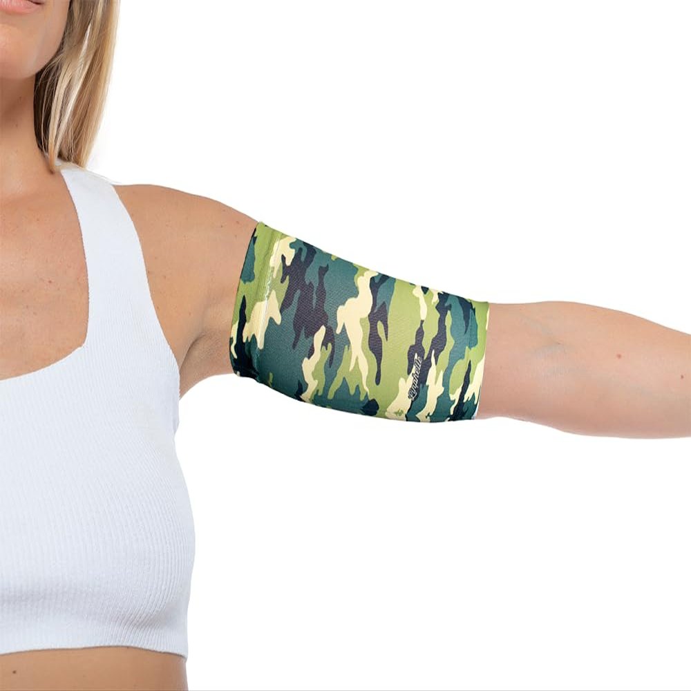 Linphelle Coverpicc - Upper Arm Cover for Picc Line, Soft Microfiber Arm Sleeve, Ideal for Picc Line, Glucose Sensor, Tattoo or Wounds, Camouflage, Size Large