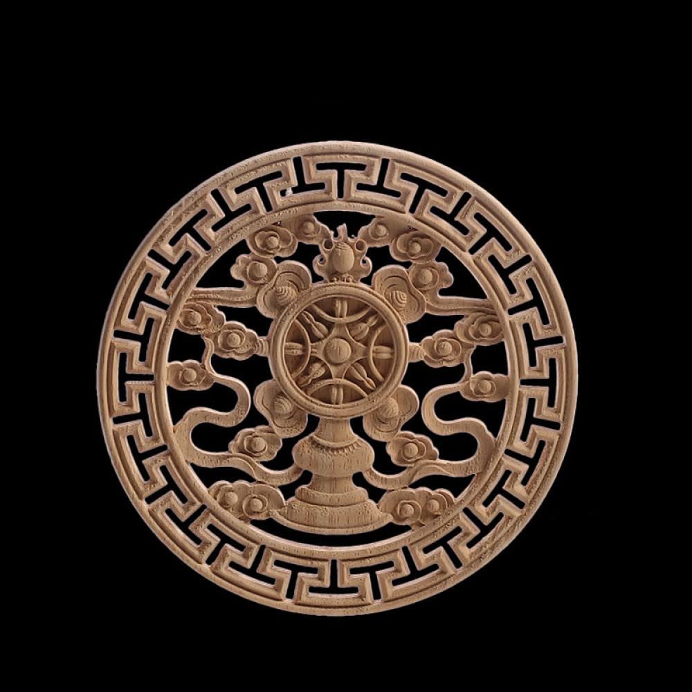 Wood Applique Wood Decal Wood Craft Onlay Door Carving Unpainted Classical Leaves Wooden Furniture Decoration Accessories Window,18cmx18cm,F