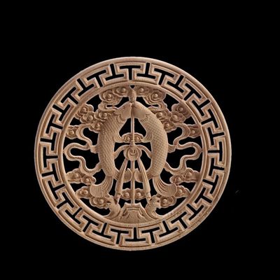 Wood Applique Wood Decal Wood Craft Onlay Door Carving Unpainted Classical Leaves Wooden Furniture Decoration Accessories Window,18cmx18cm,D